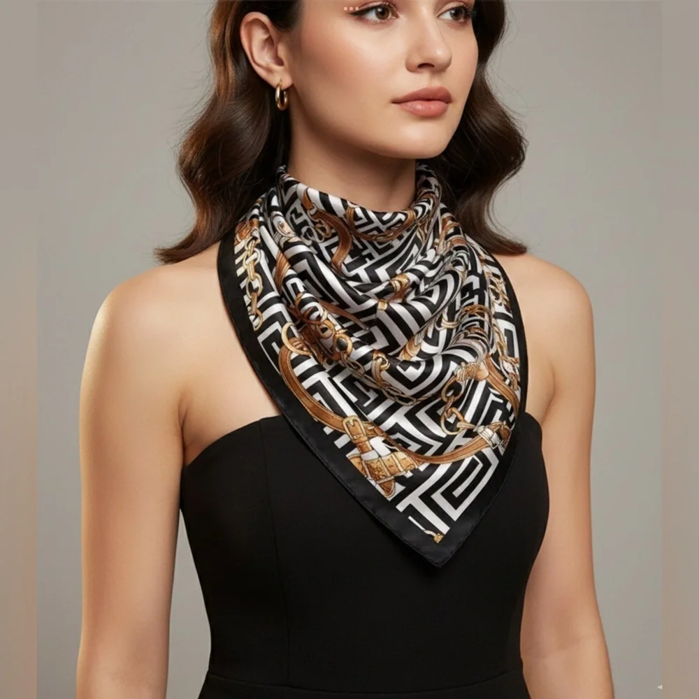 ✨NEW Elegant Black and Gold Patterned Scarf